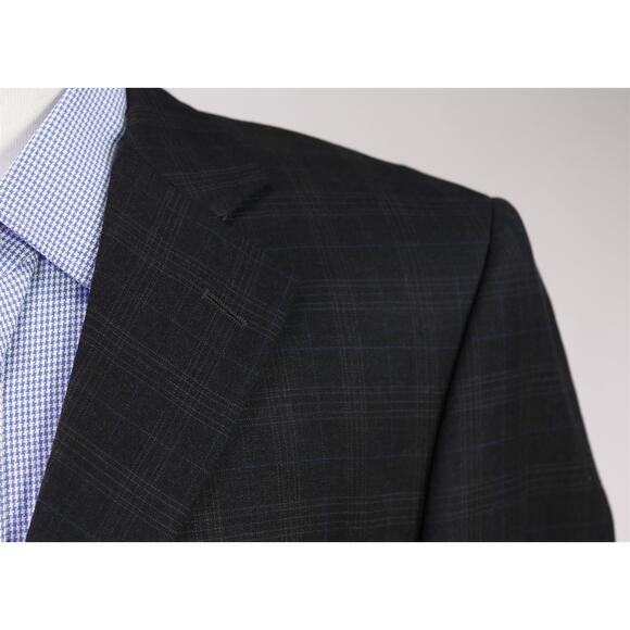 Jack Victor Charcoal Gray Windowpane 130's Wool Cashmere Blazer Jacket 41R - Picture 4 of 10
